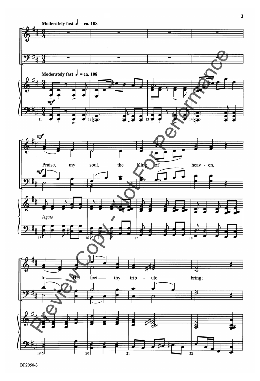 Praise, My Soul, the King of Heaven 4-Part scores gallery preview page 4