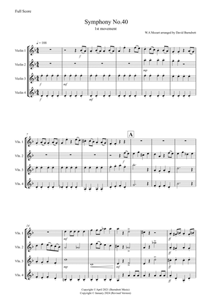 Book cover for Symphony No.40 (1st movement) for Violin Quartet