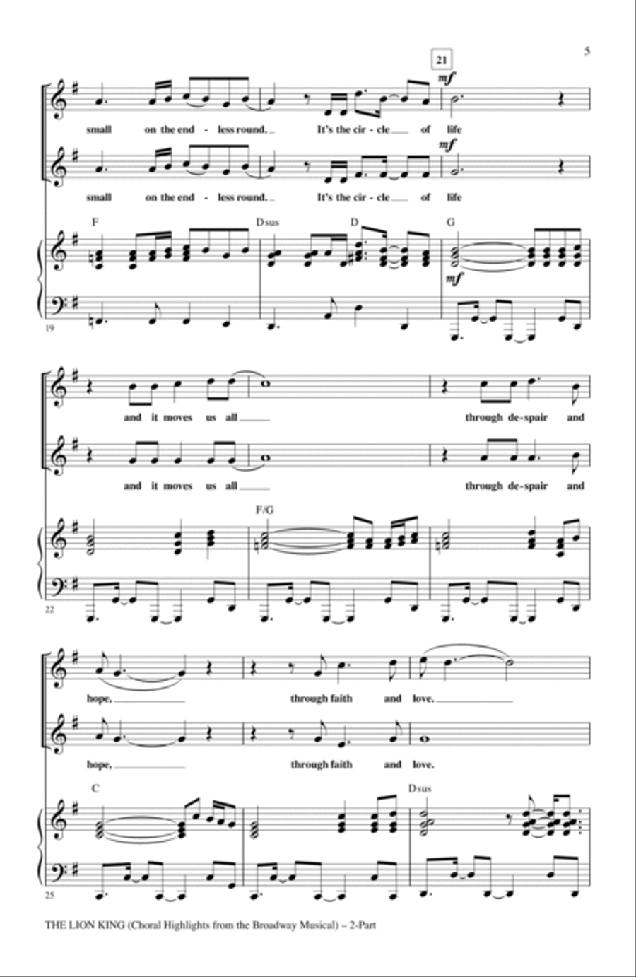 The Lion King (Broadway Musical Highlights) 2-Part scores gallery preview page 3