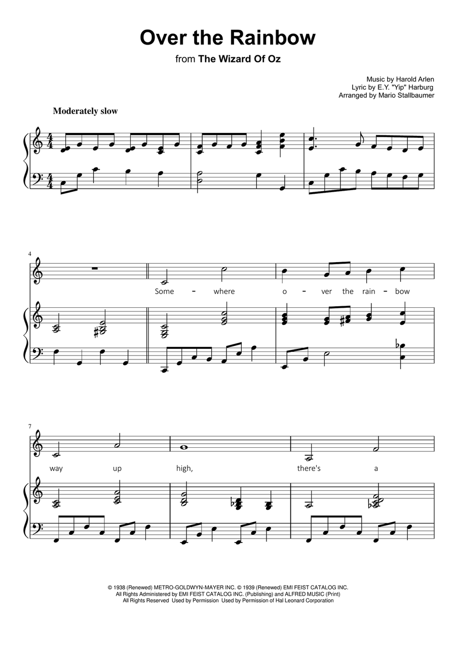 Over The Rainbow (from The Wizard Of Oz) Piano, Vocal scores gallery preview page 1