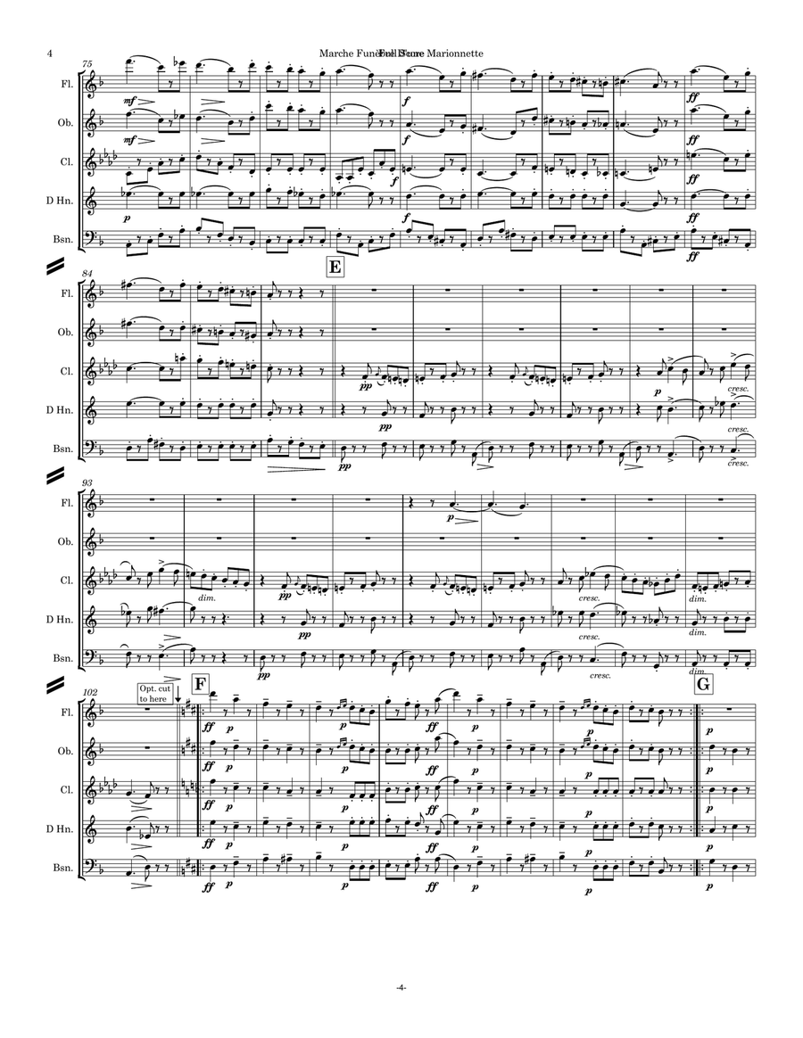 Gounod: Funeral March of a Marionette (Marche Funèbre d’une Marionette)(HitchcockTV) - wind quintet Woodwind Quintet scores gallery preview page 4