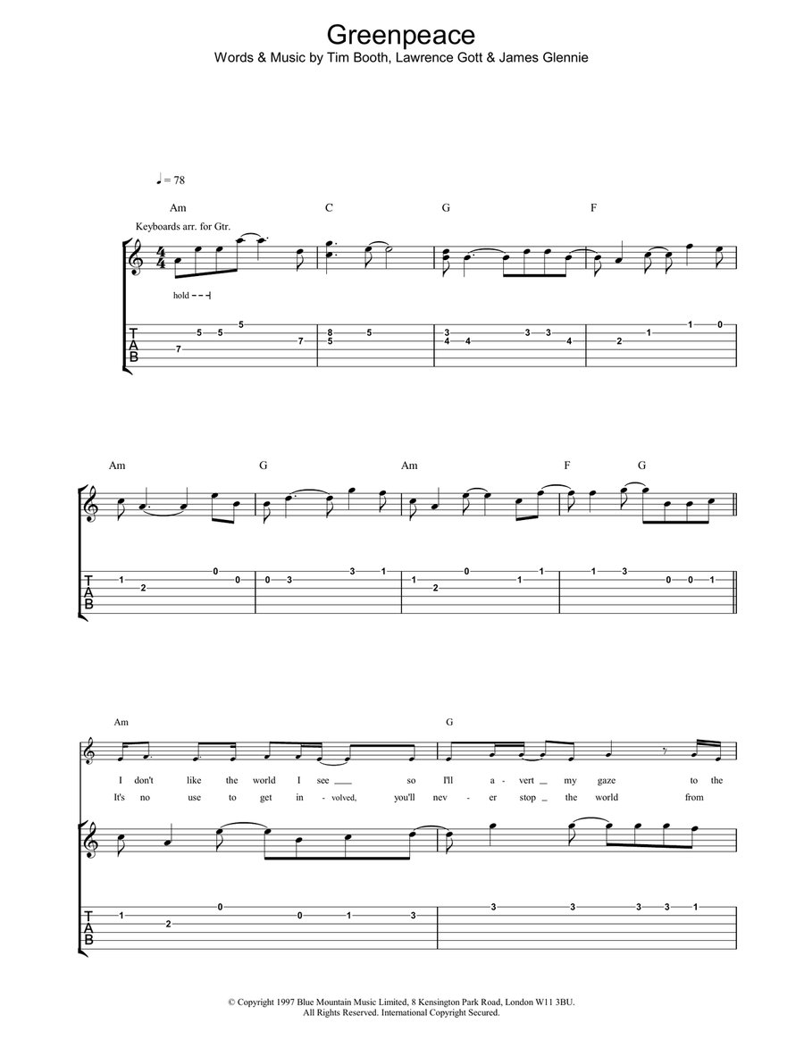 Greenpeace Acoustic Guitar scores gallery preview page 1