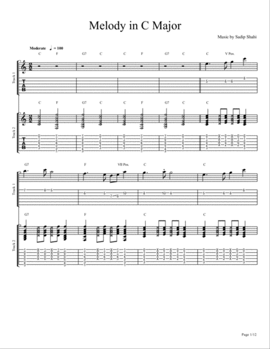 Melody in C Major Large Ensemble scores gallery preview page 1