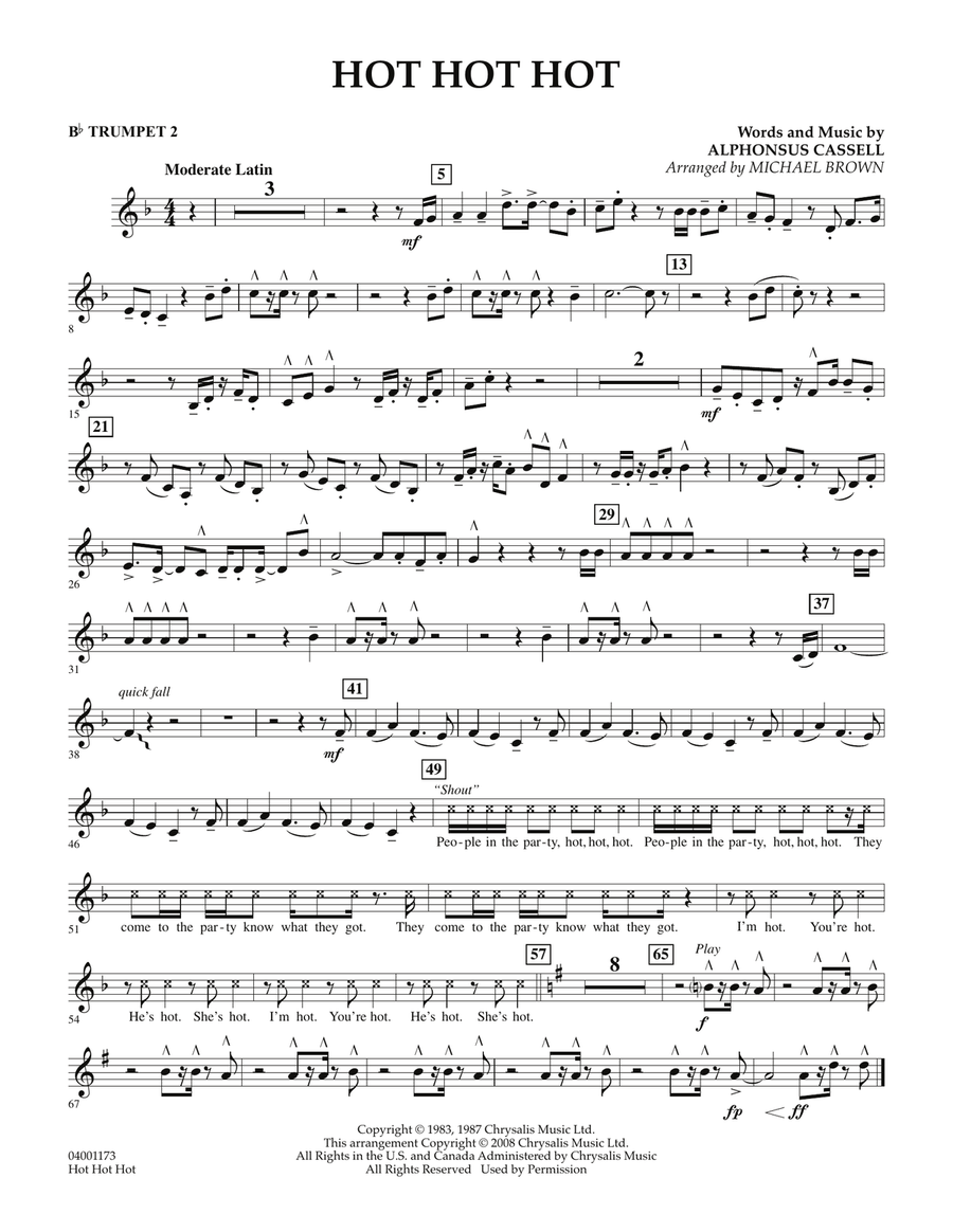 Hot Hot Hot - Bb Trumpet 2 Concert Band scores gallery preview page 1