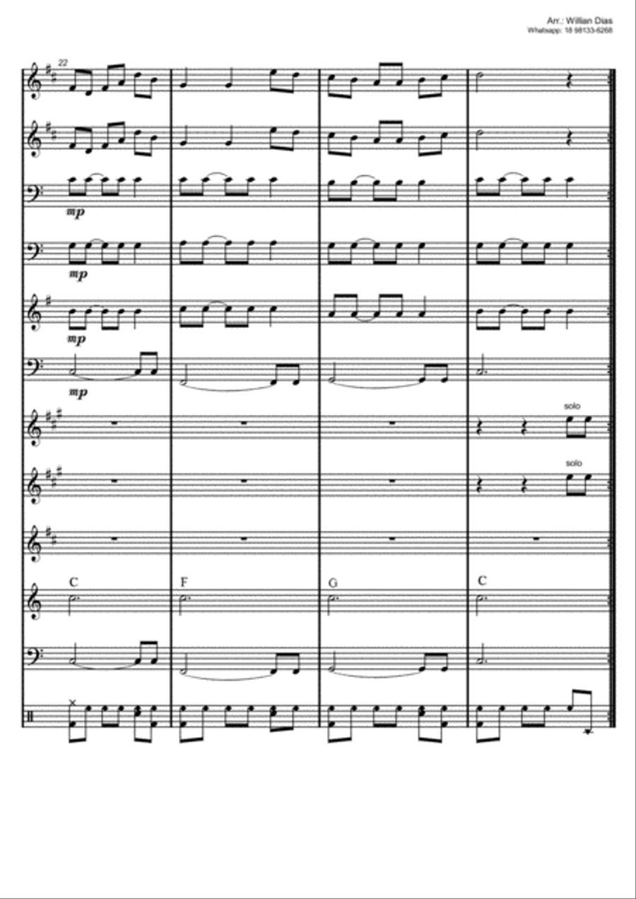 Harpa Crista 126 - Bem Aventurança do Crente - Grupo de Metais Piano, Vocal, Guitar scores gallery preview page 6