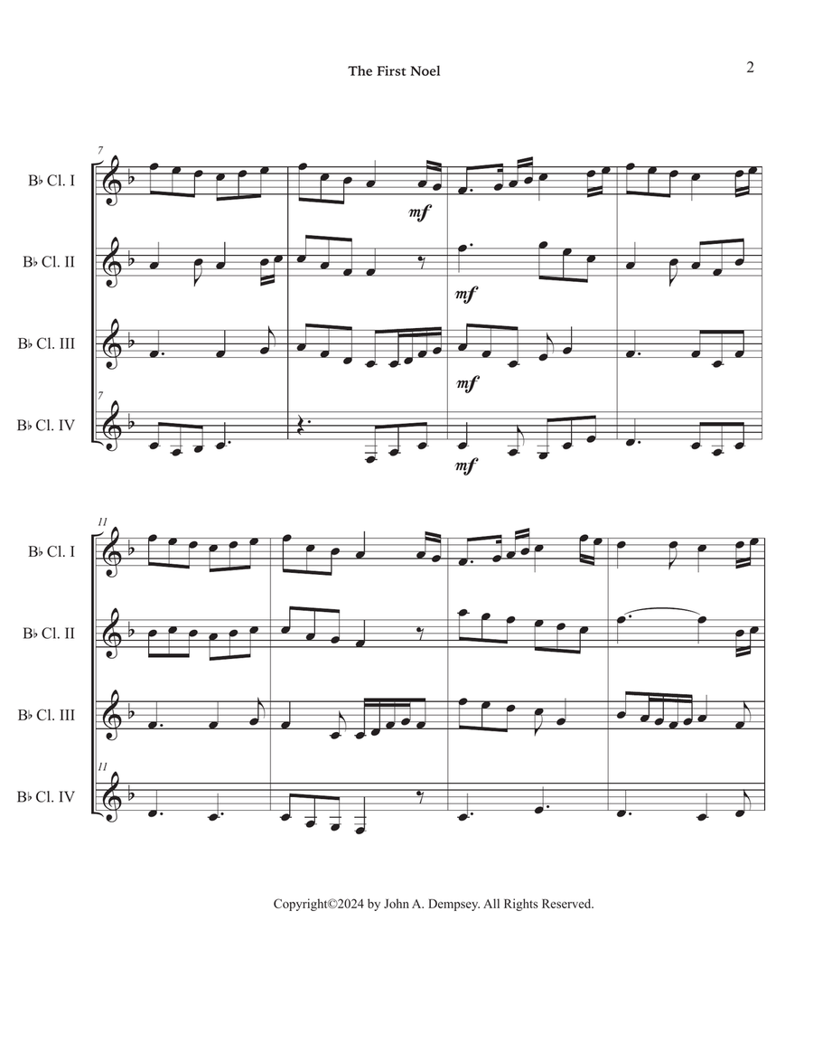 The First Noel (Clarinet Quartet) Clarinet Quartet scores gallery preview page 6