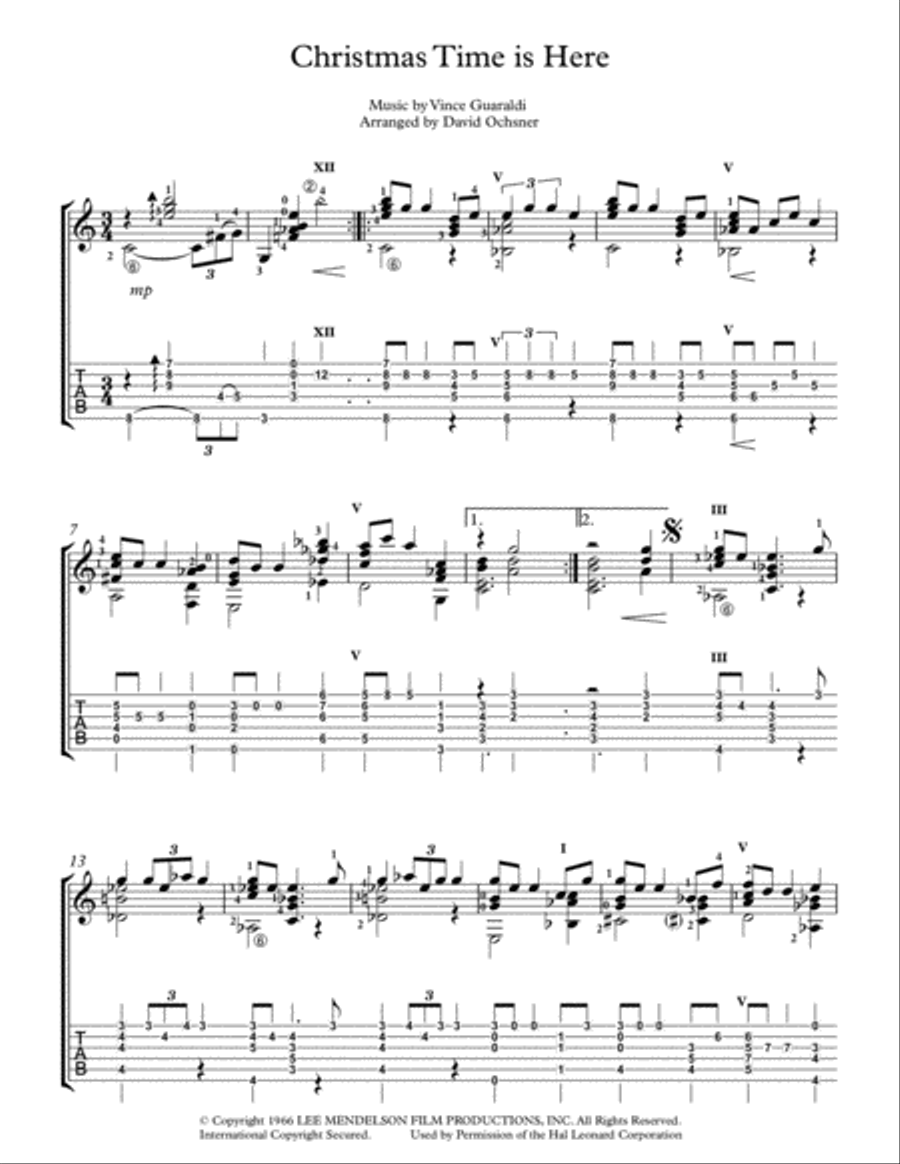 Christmas Time Is Here Electric Guitar scores gallery preview page 1