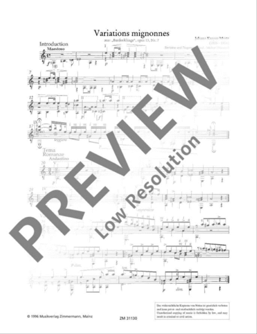 Variations mignonnes / Nocturne / Capriccio Classical Guitar scores gallery preview page 6