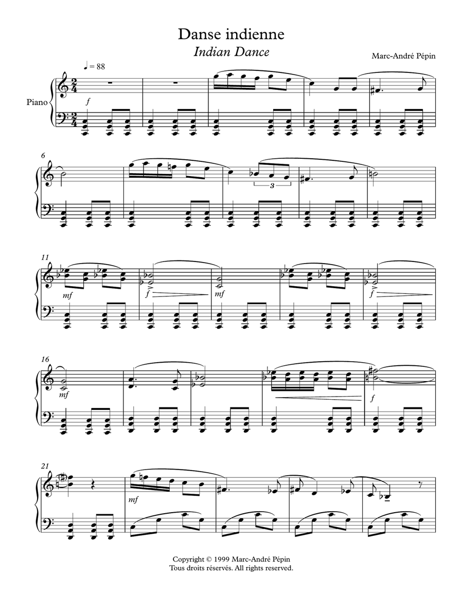 Danse indienne / Indian Dance Piano Solo scores gallery preview page 2