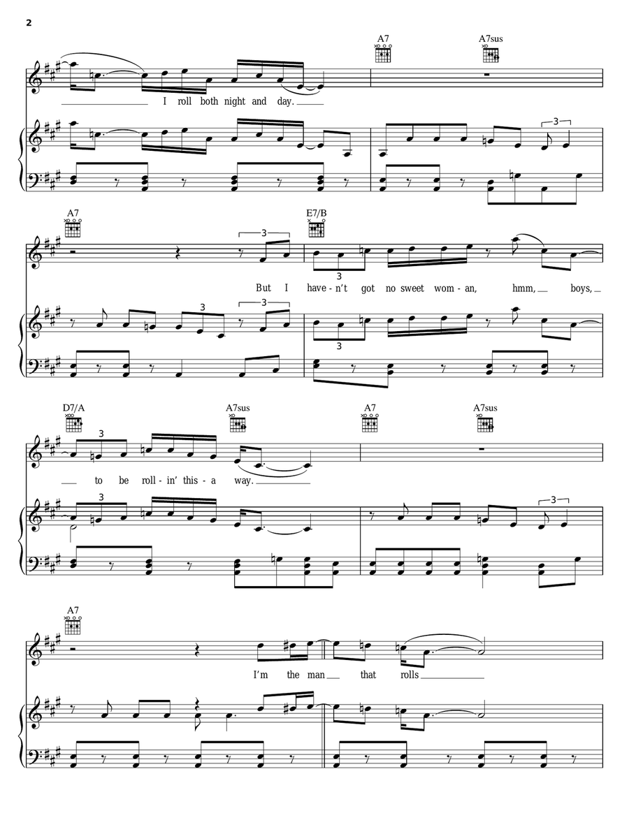I'm A Steady Rollin' Man (Steady Rollin' Man) Piano, Vocal, Guitar scores gallery preview page 2