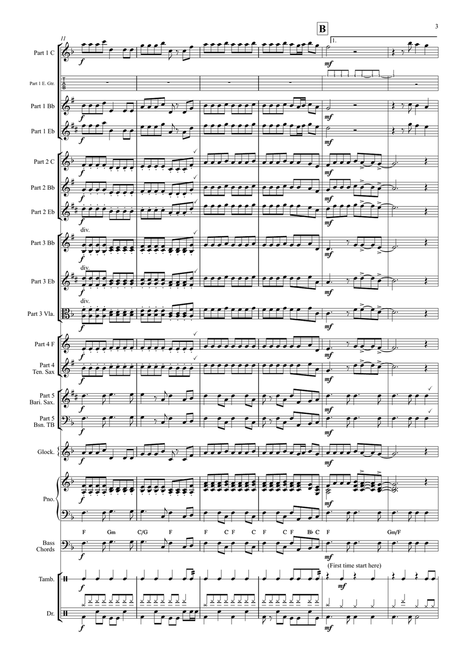 Vivaldi's 4 Seasons Autumn Rock (Flexible Instrumentation) Concert Band scores gallery preview page 6