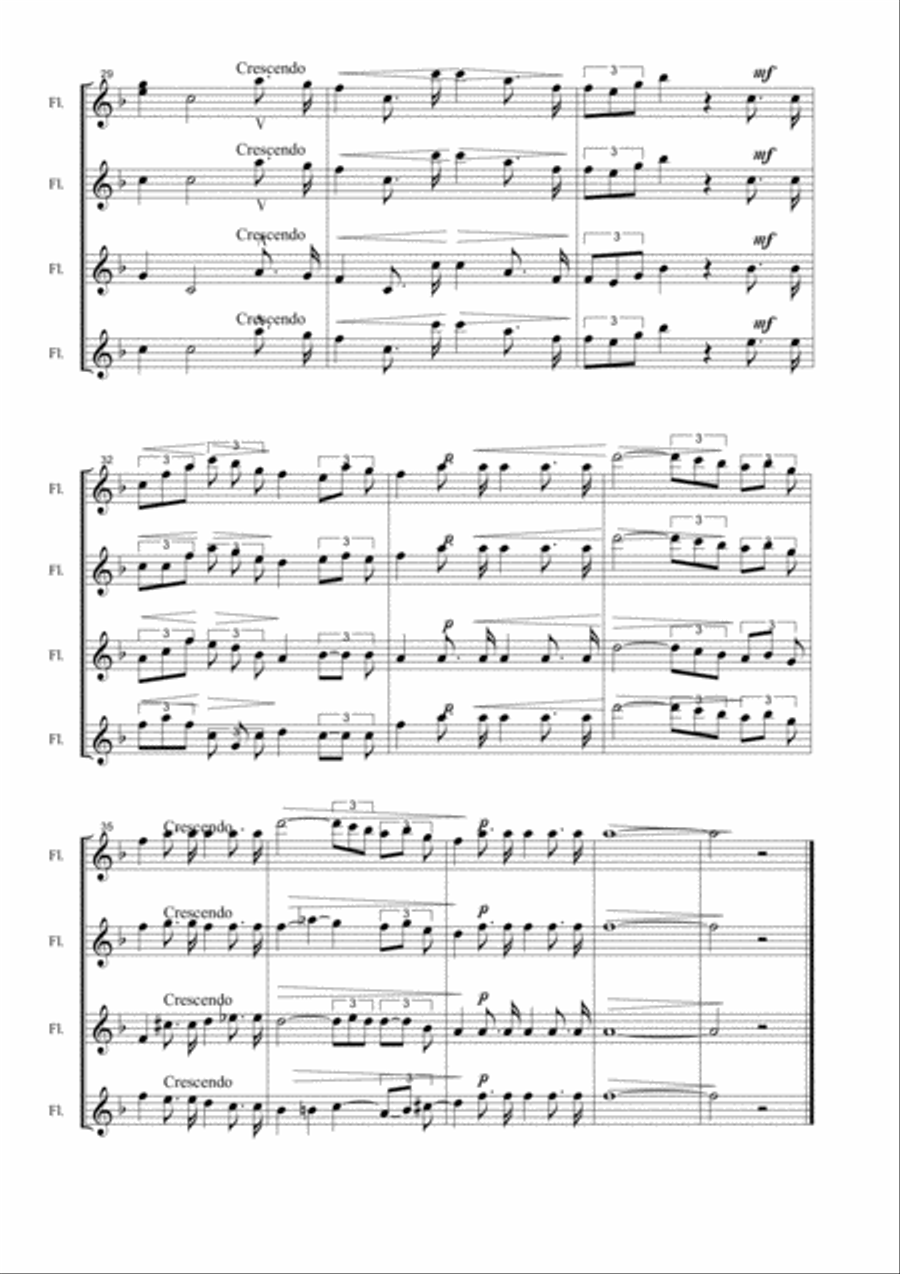 VA' PENSIERO - G.Verdi - From Nabucco - Arr. for Flute Quartet - With parts Flute Quartet scores gallery preview page 5