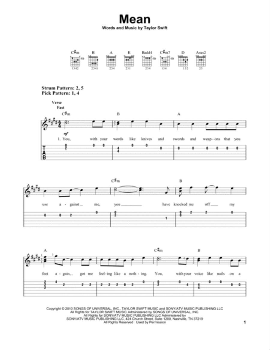Mean Mean Acoustic Guitar scores gallery preview page 1