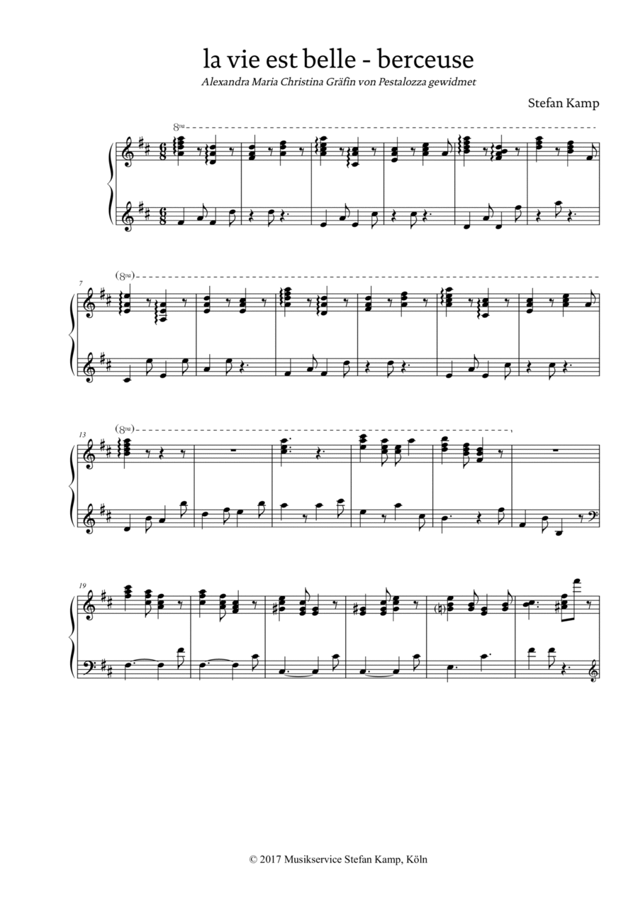 Berceuse (La vie est belle) Piano Solo scores gallery preview page 1