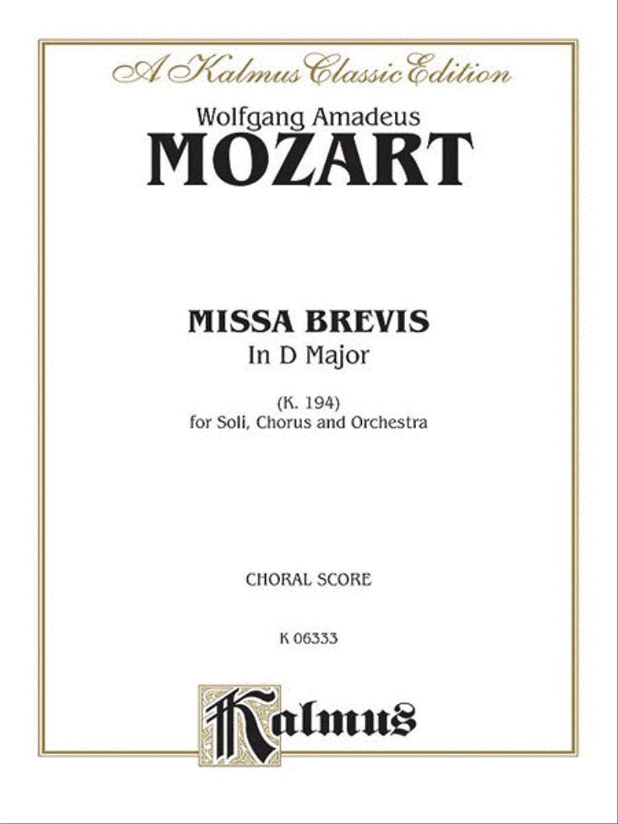 Missa Brevis in D Major, K. 194 4-Part scores gallery preview page 1
