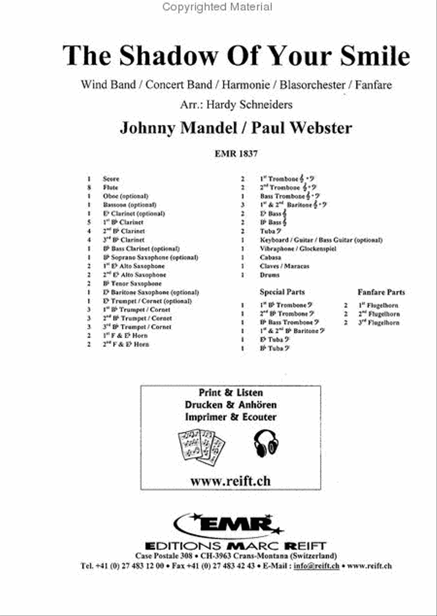 The Shadow Of Your Smile Concert Band scores gallery preview page 2
