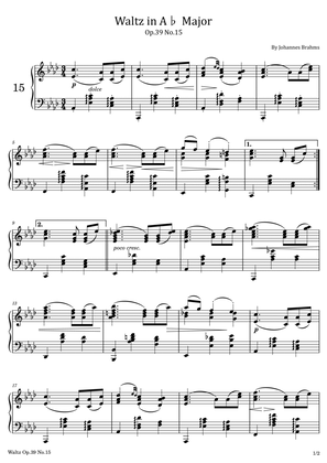 Brahms - Waltz in A♭ Major - Op.39 No.15 - Original For Piano Solo