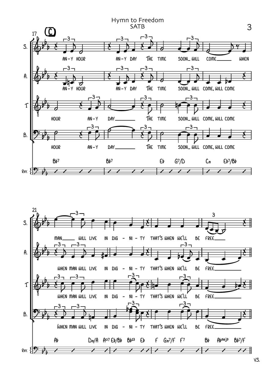 Hymn To Freedom 4-Part scores gallery preview page 3