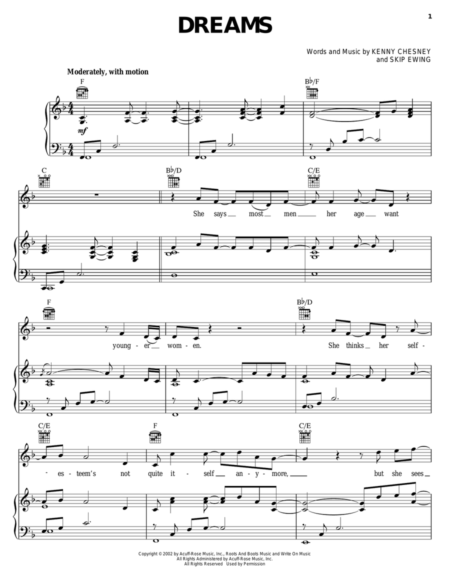 Dreams Piano, Vocal, Guitar scores gallery preview page 1