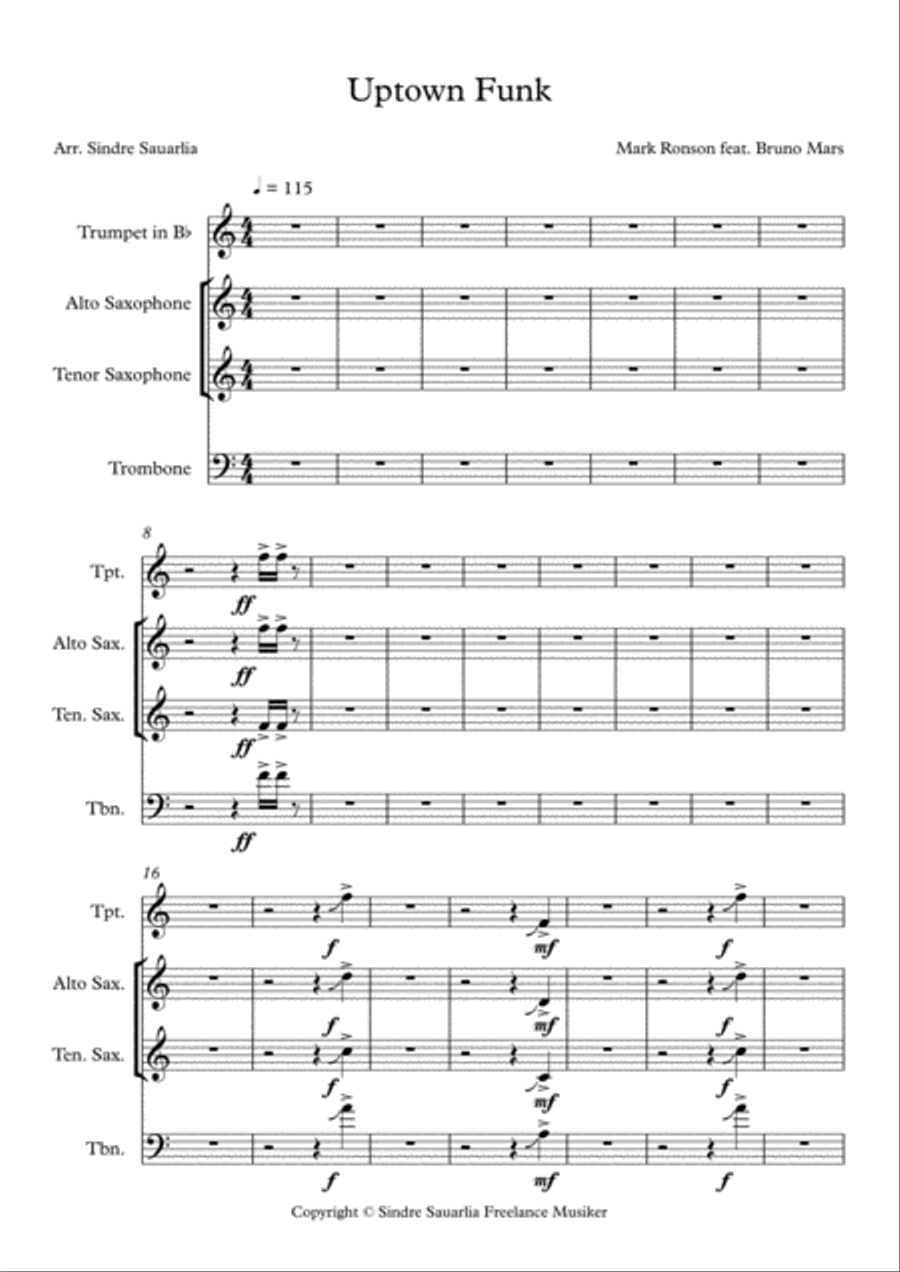 Uptown Funk Uptown Funk Small Ensemble scores gallery preview page 1