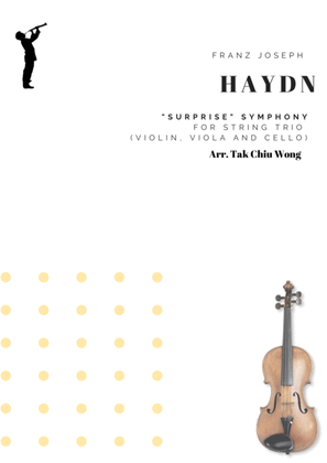 Book cover for "Surprise" Symphony for String Trio (violin, viola and cello)