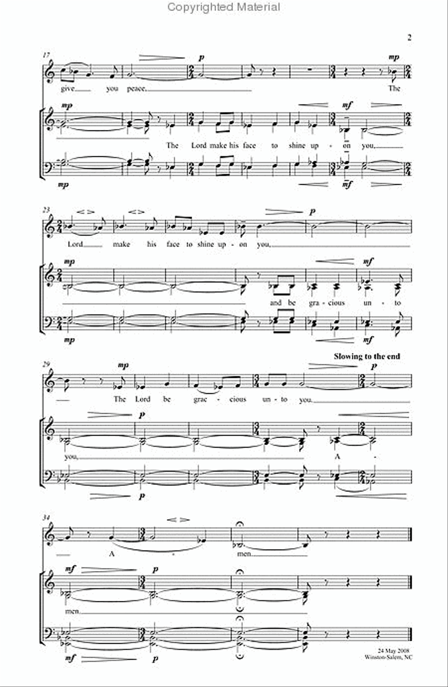 The Lord Bless You and Keep You 4-Part scores gallery preview page 3