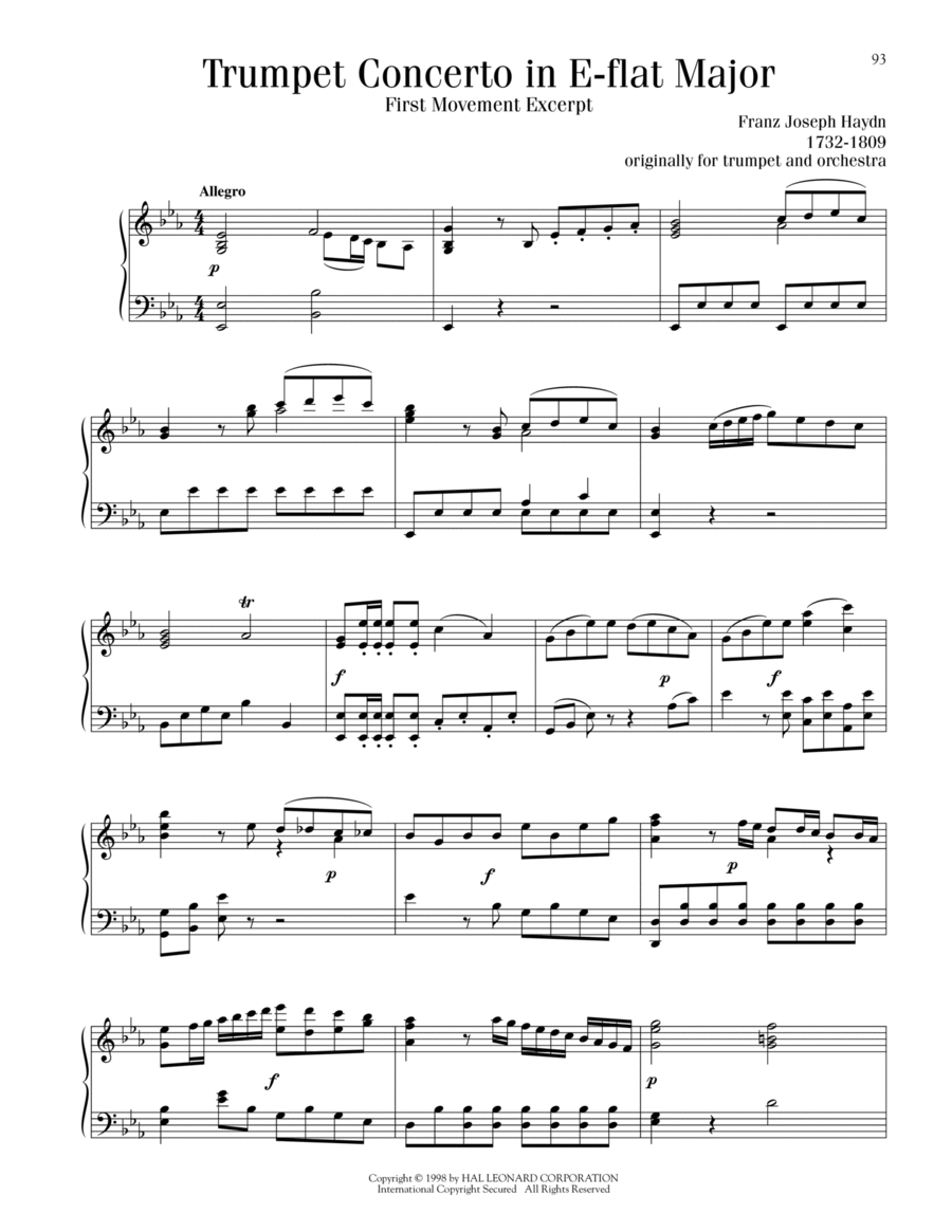 Trumpet Concerto in E-flat Major, First Movement Excerpt
