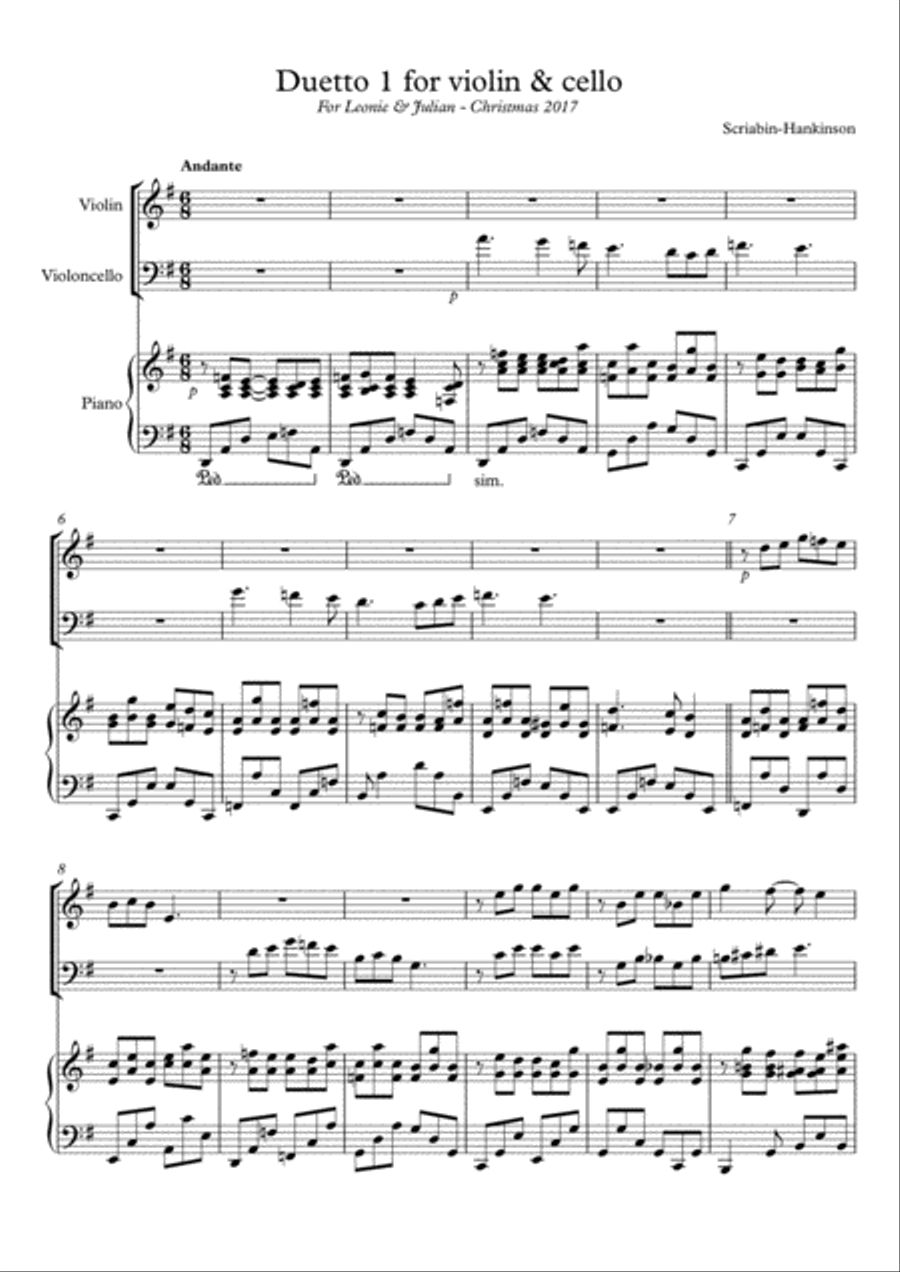 Duetto for Violin and Cello - Scriabin/Hankinson Piano Trio scores gallery preview page 1