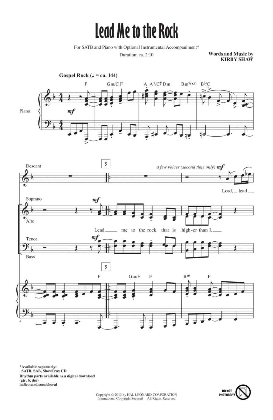 Lead Me To The Rock Lead Me To The Rock 4-Part scores gallery preview page 1
