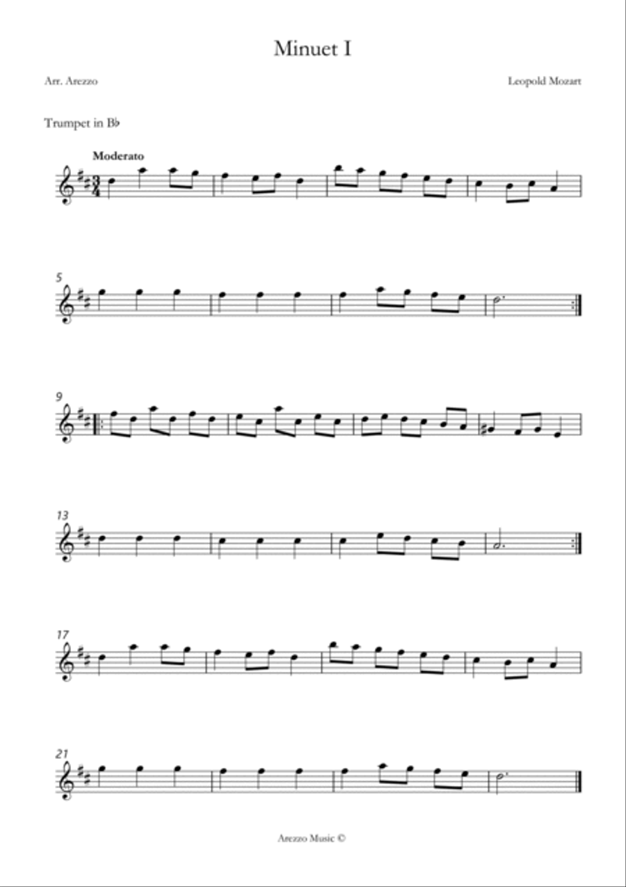 leopold mozart notebook for wolfgang minuet I Trumpet and Cello sheet music Chamber Music scores gallery preview page 2