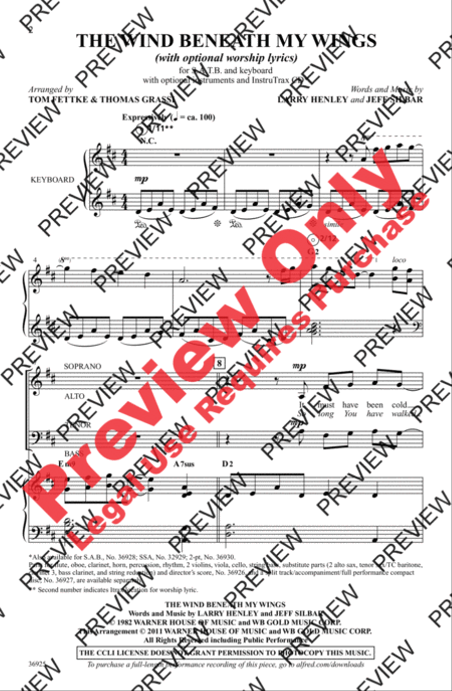 The Wind Beneath My Wings 4-Part scores gallery preview page 2