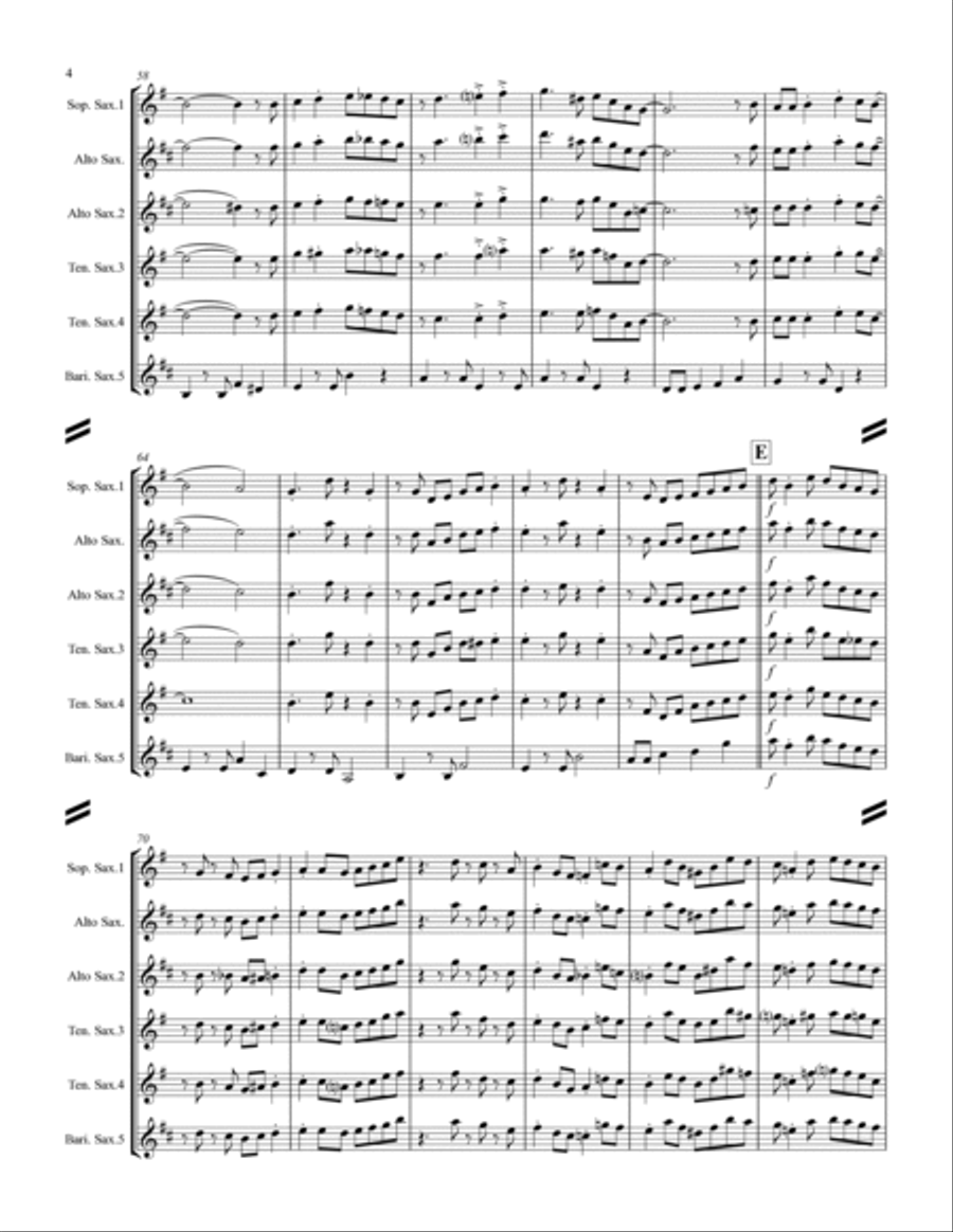 The Way You Look Tonight Saxophone Quintet scores gallery preview page 5