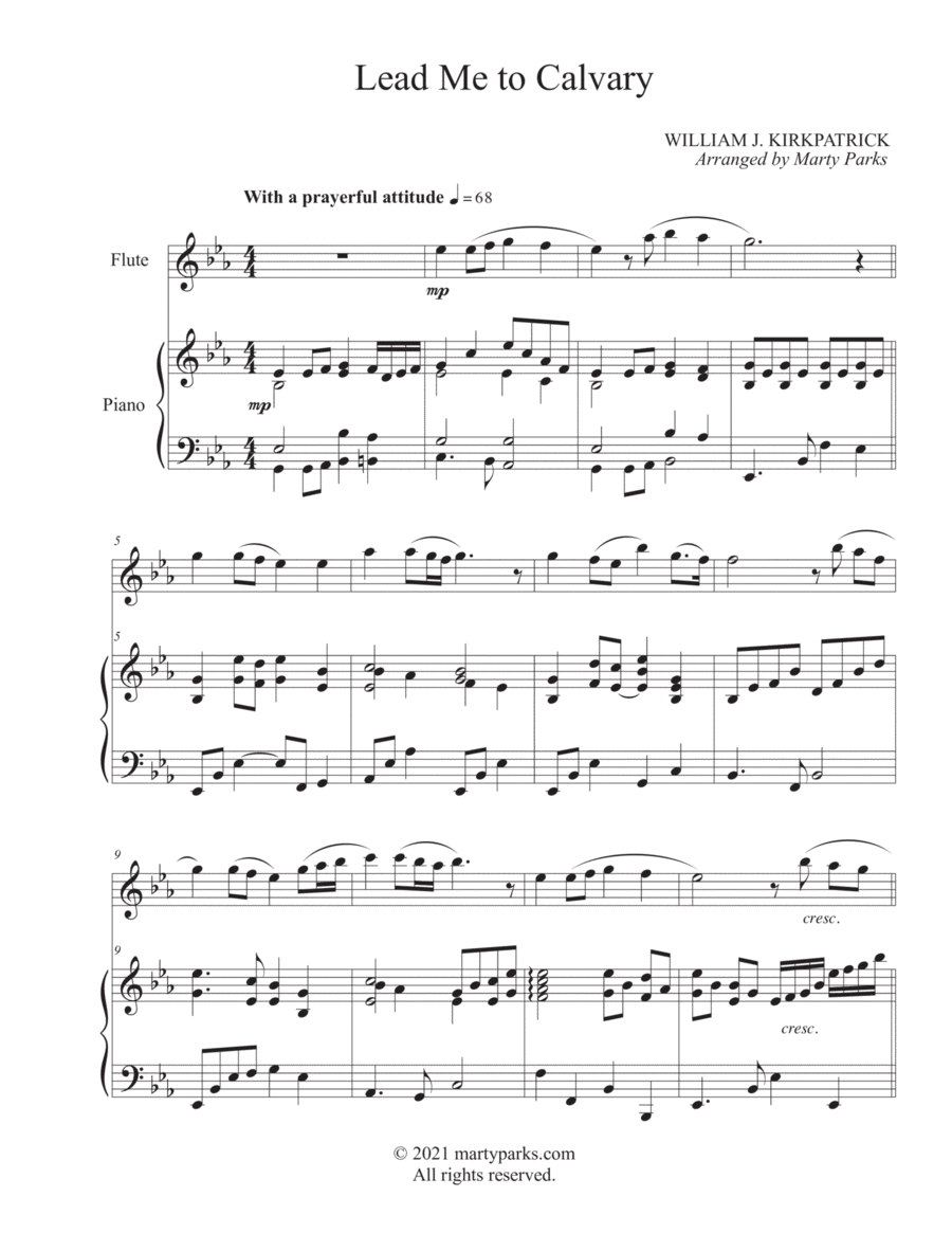 Lead Me to Calvary (Flute-Piano) Lead Me to Calvary (Flute-Piano) Flute Solo scores gallery preview page 1