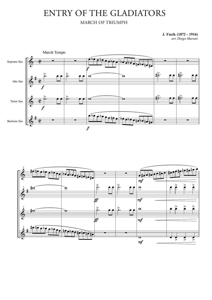 Entry Of The Gladiators for Saxophone Quartet Saxophone Quartet scores gallery preview page 3