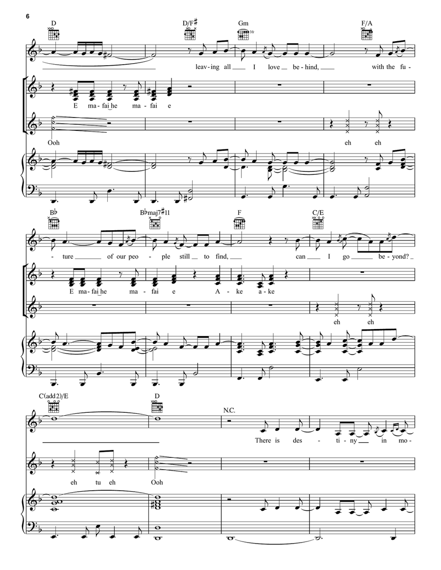Beyond (End Credit Version) (from Moana 2) Piano, Vocal, Guitar scores gallery preview page 6