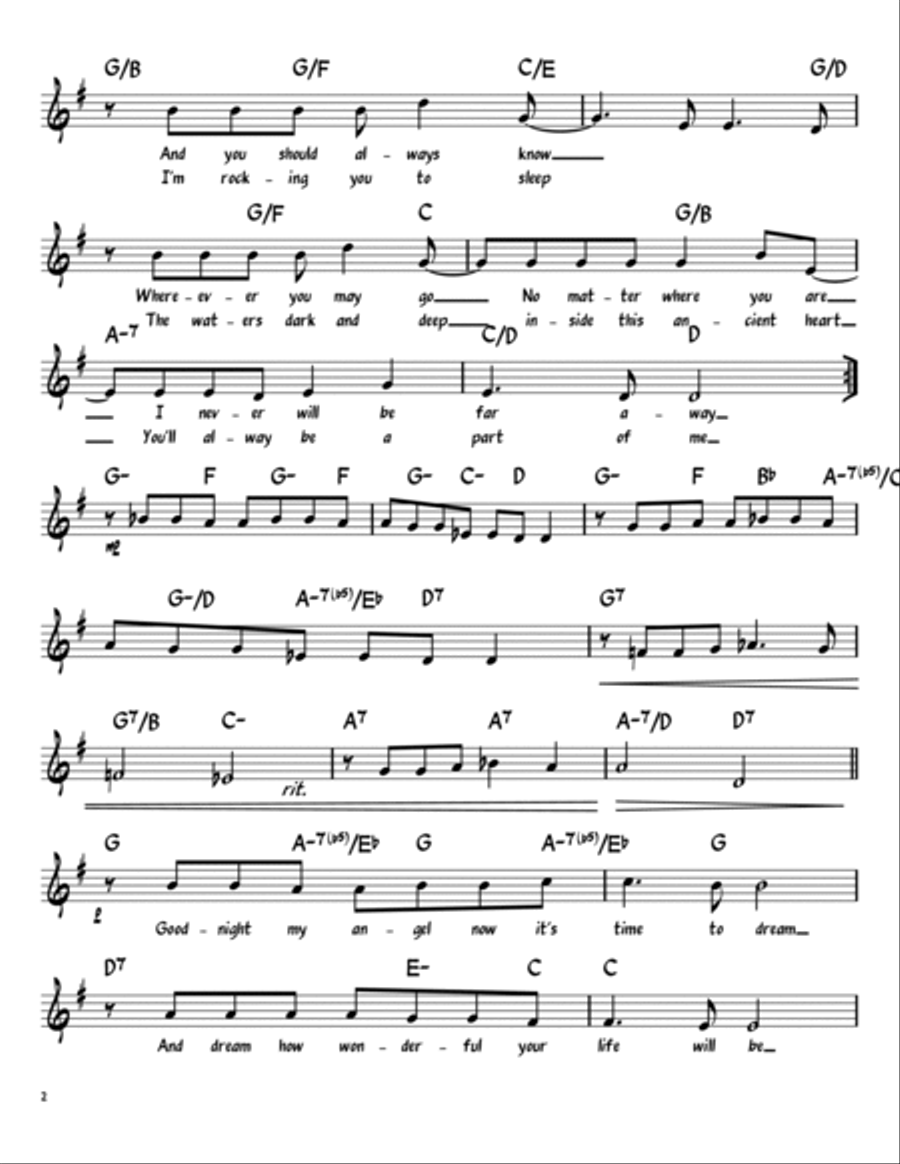 Lullabye (goodnight, My Angel) Piano, Vocal, Guitar scores gallery preview page 2