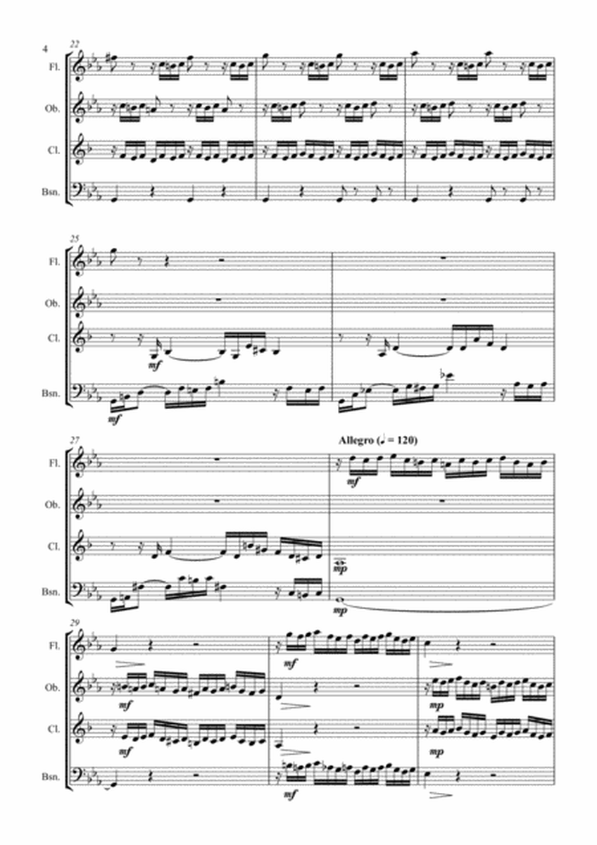 Prelude and Fugue II (BWV 847) for Woodwind Quartet image number null