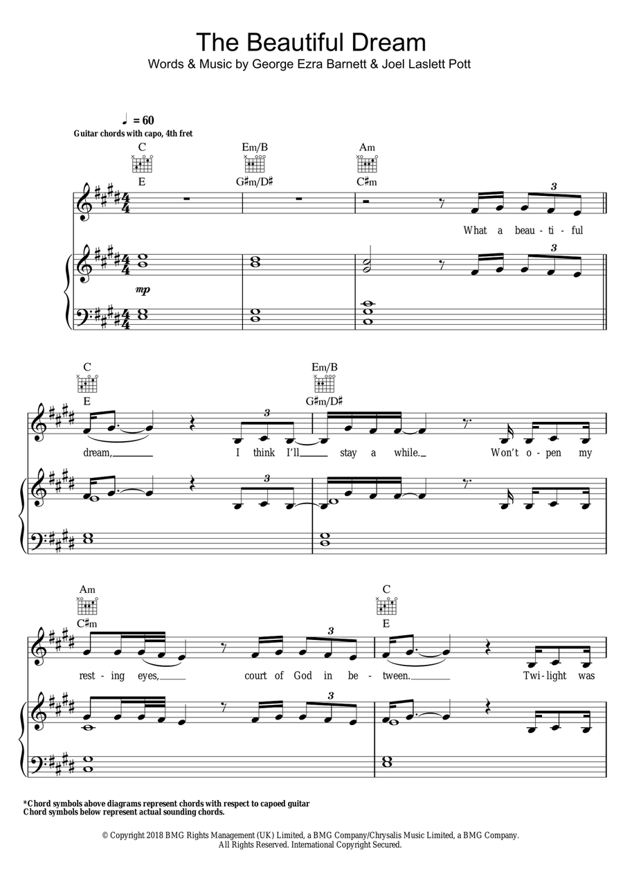 The Beautiful Dream Piano, Vocal scores gallery preview page 1