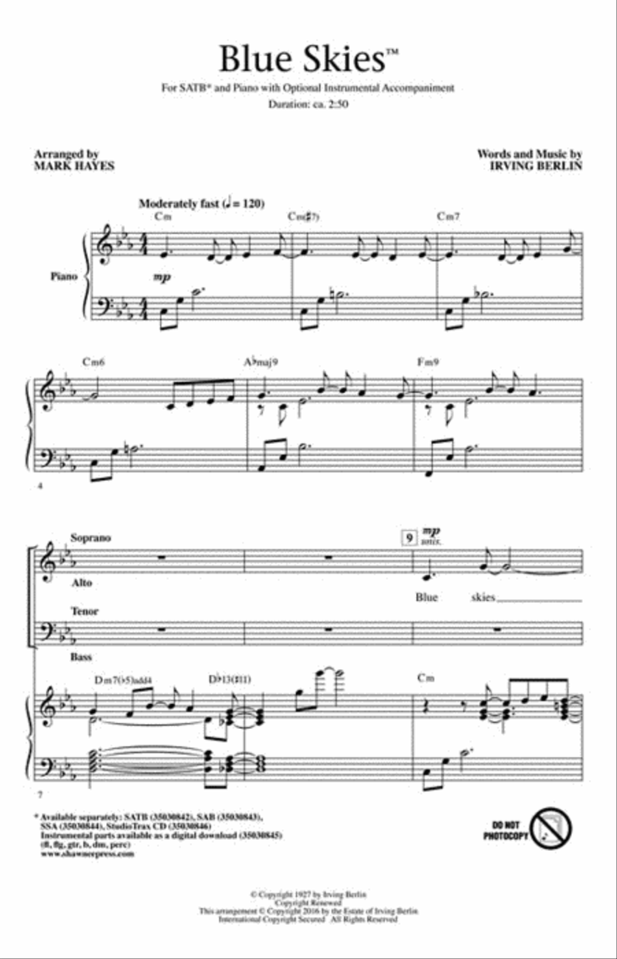 Blue Skies Blue Skies 4-Part scores gallery preview page 2