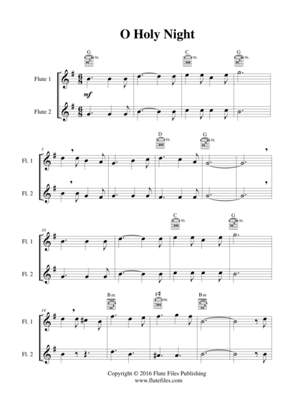 O Holy Night - Flute Duet with Guitar Chords image number null