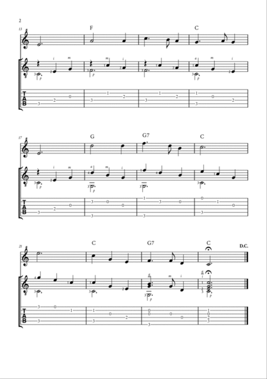 Silent Night - For Flute and Acoustic Guitar Duet (with TAB, chords and fingering) Flute scores gallery preview page 2