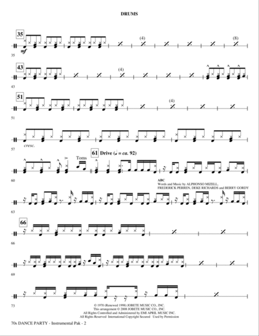 70s Dance Party (Medley) - Drums Choir scores gallery preview page 2