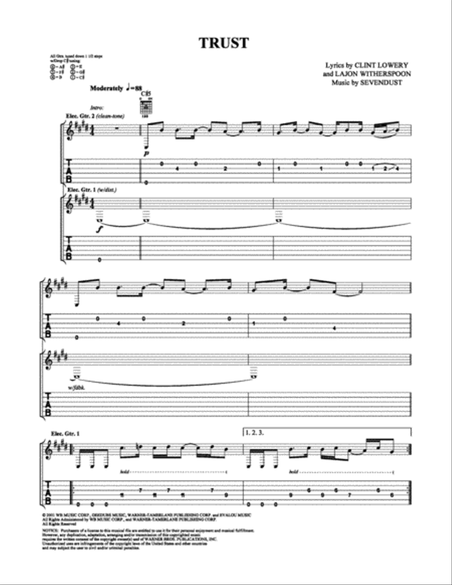 Trust Electric Guitar scores gallery preview page 1