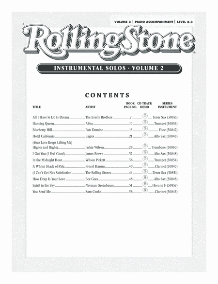 Selections from Rolling Stone Magazine's 500 Greatest Songs of All Time (Instrumental Solos), Volume 2 image number null