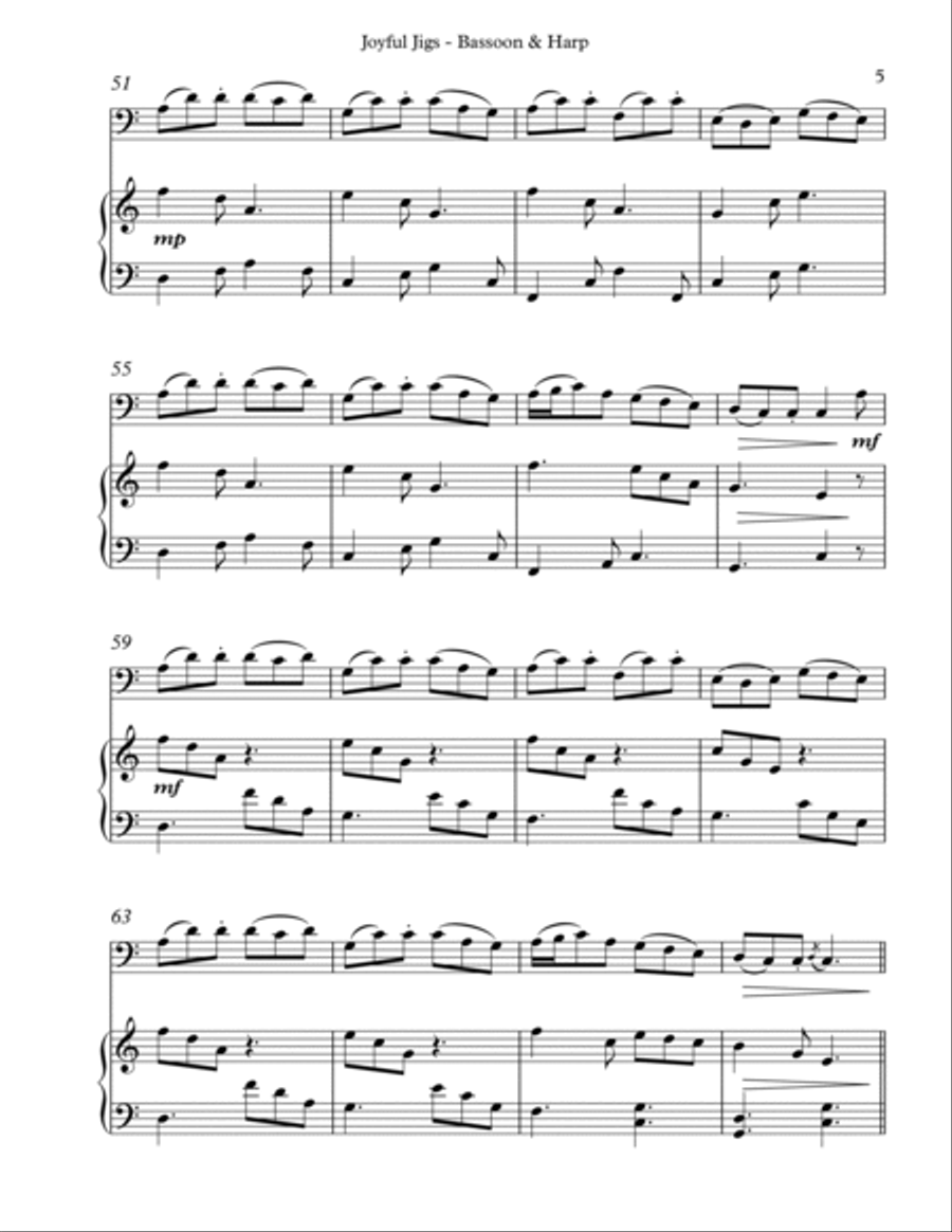Joyful Jigs, Duet for Bassoon & Harp Bassoon scores gallery preview page 5