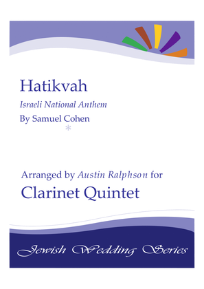 Book cover for Hatikvah הַתִּקְוָה, الأمل (Israeli National Anthem) - clarinet quintet