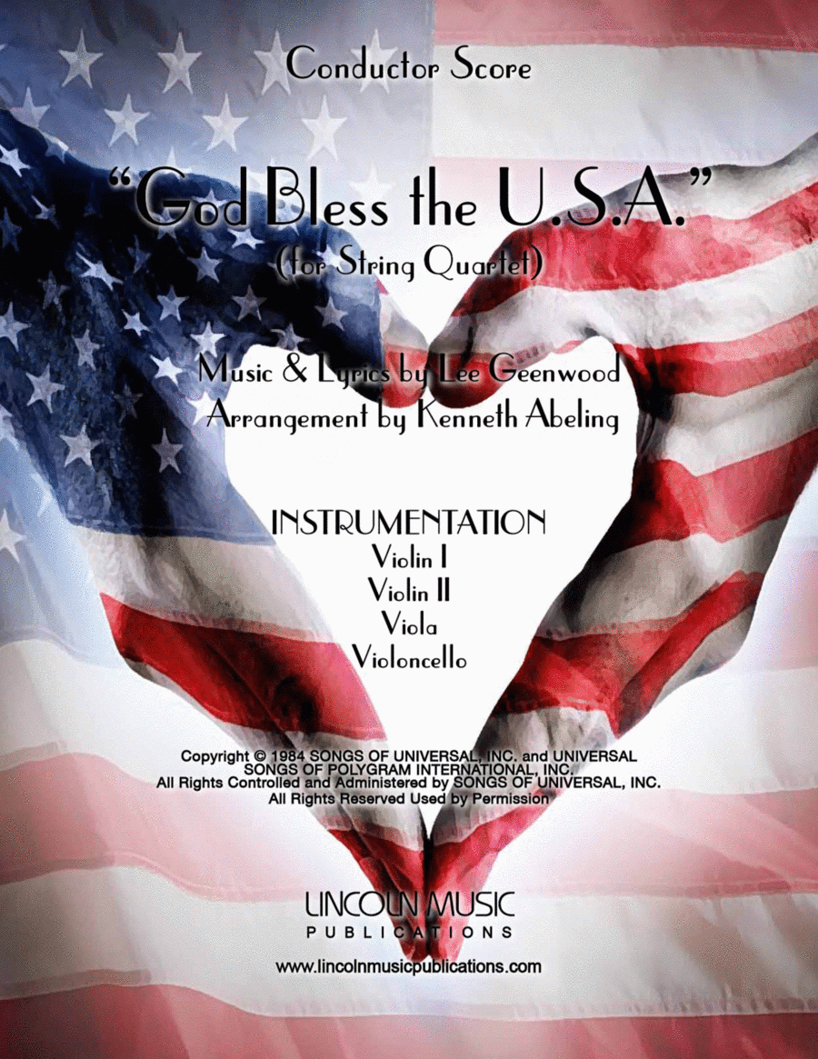 God Bless The U.s.a. String Quartet scores gallery preview page 1