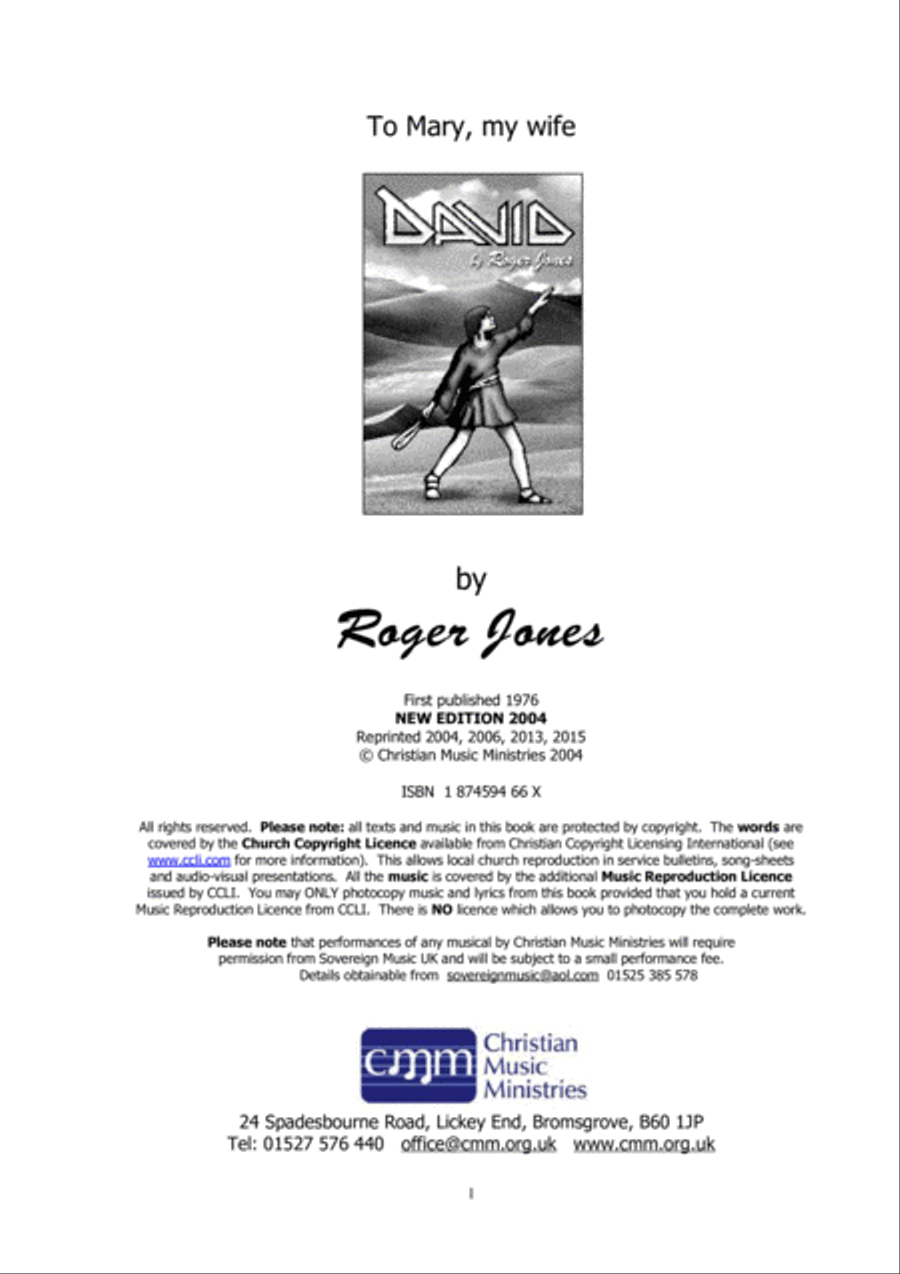 David - a Roger Jones musical 4-Part scores gallery preview page 2