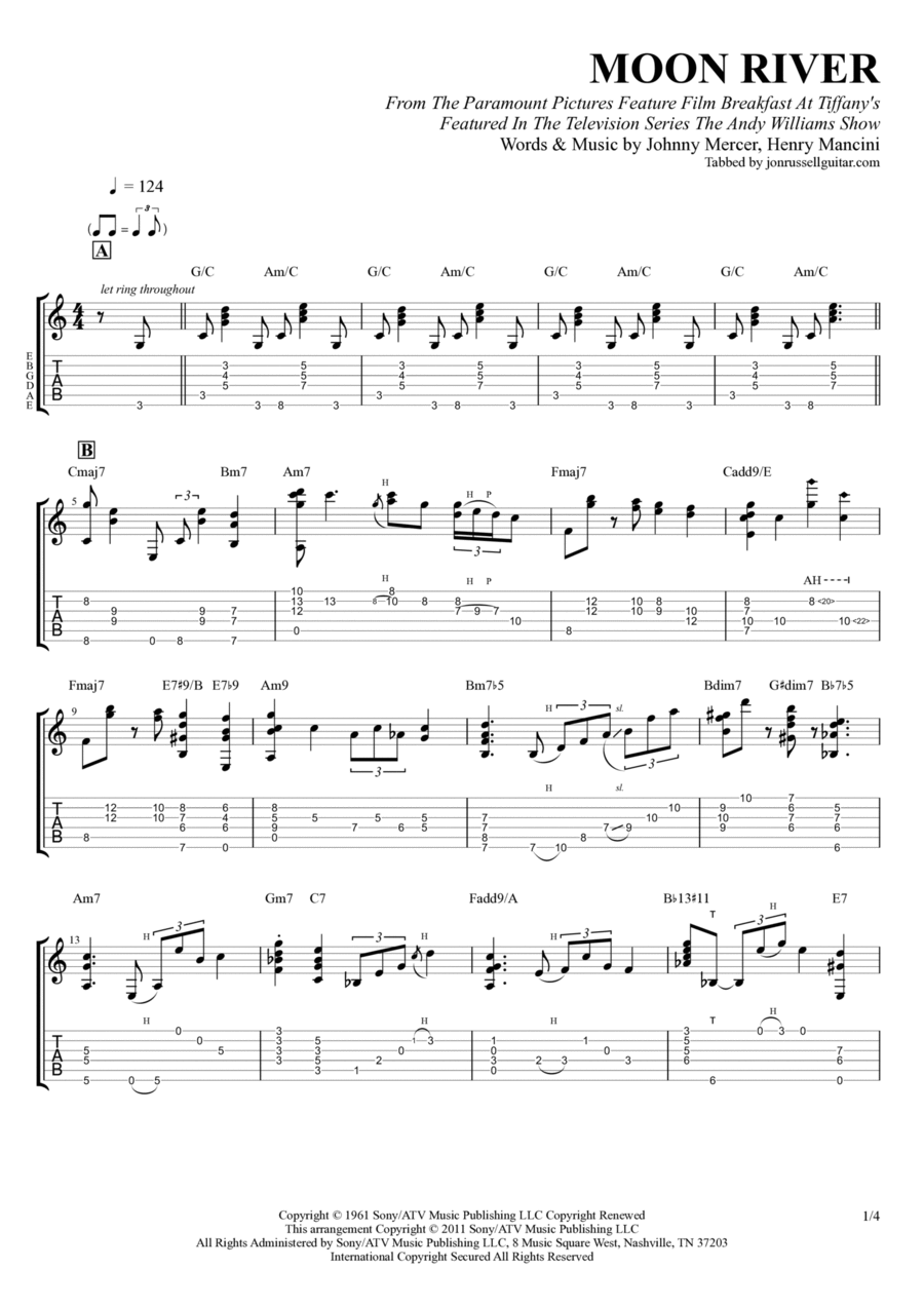 Moon River Electric Guitar scores gallery preview page 1
