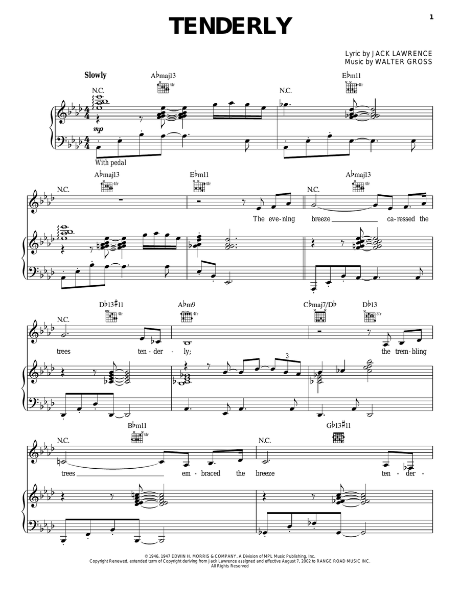 Tenderly Piano, Vocal scores gallery preview page 1